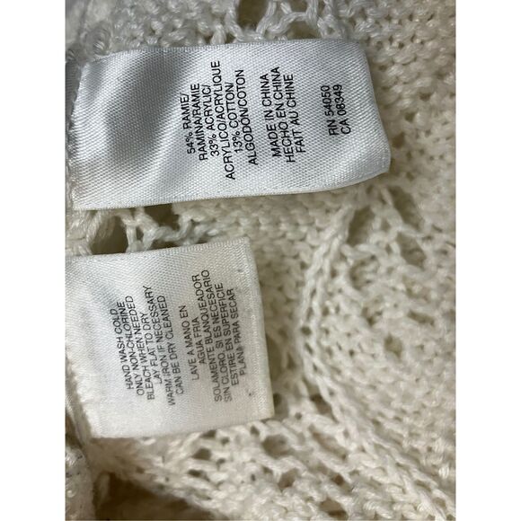 Nine West Open Knit Shrug Cardigan Women's Ivory Pointelle Short Sleeve - Picture 7 of 8